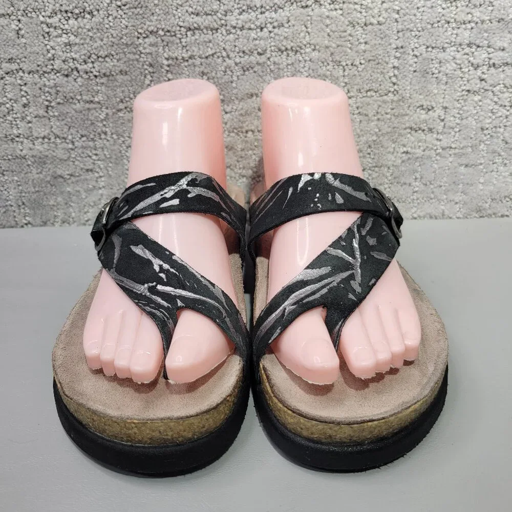 Mephisto Helen Metallics Womens Size US 7 Black Napoli Leather Air Relax Sandals